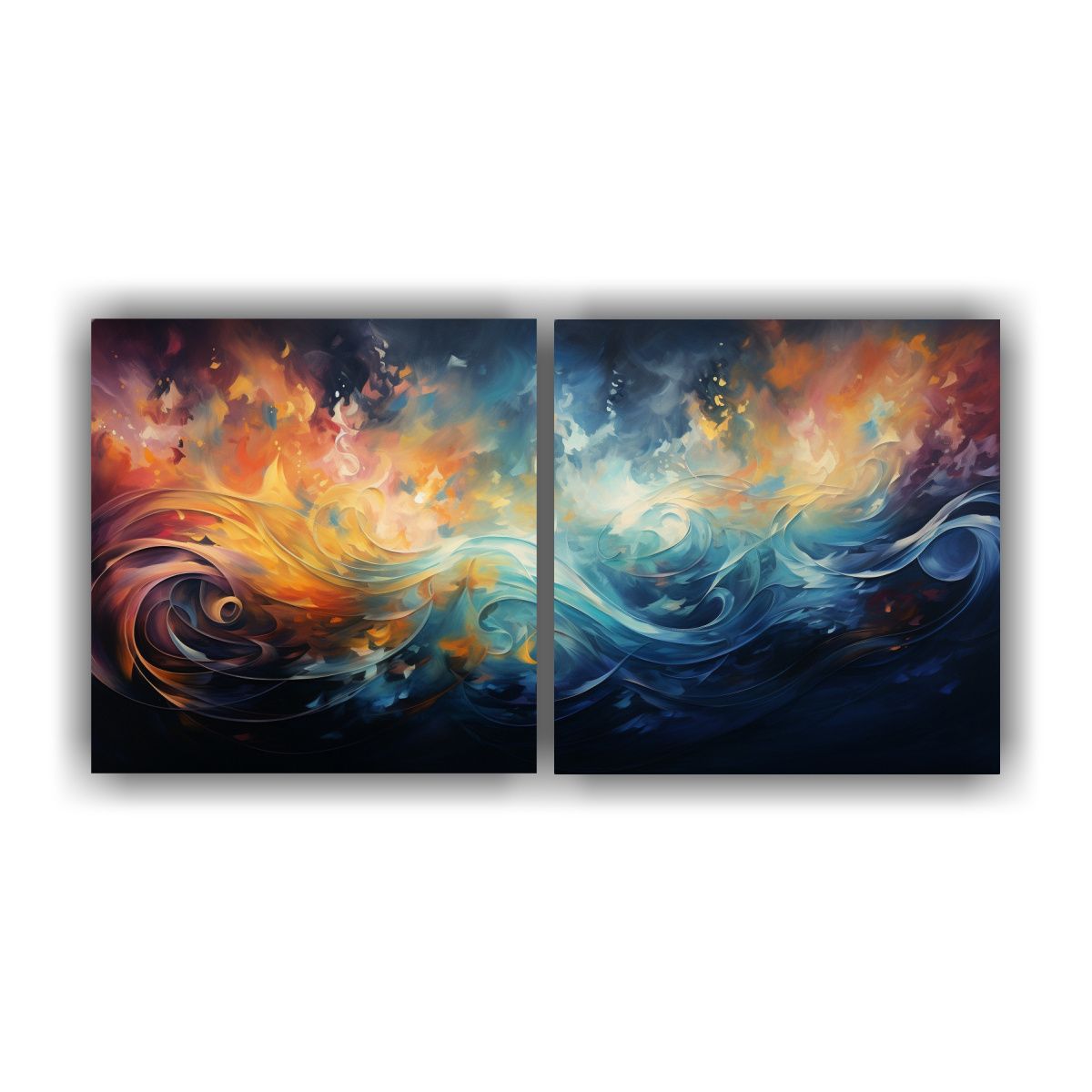 GENERICO - Pintura Decorativa Abstracta En Ondas Luminosas 60x30 Cm