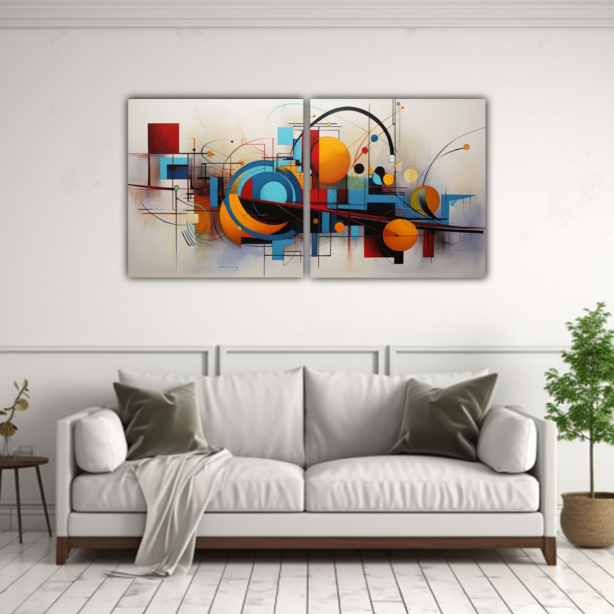 GENERICO - Pinturas Decorativas Que Fusionan Geometría 60x30 Cm