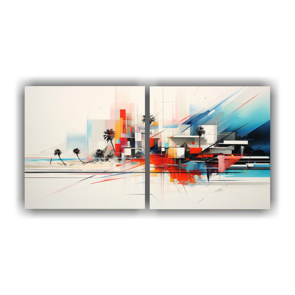 GENERICO - Díptico Abstracto Con Hermoso Efecto Visual De 60x30 Cm