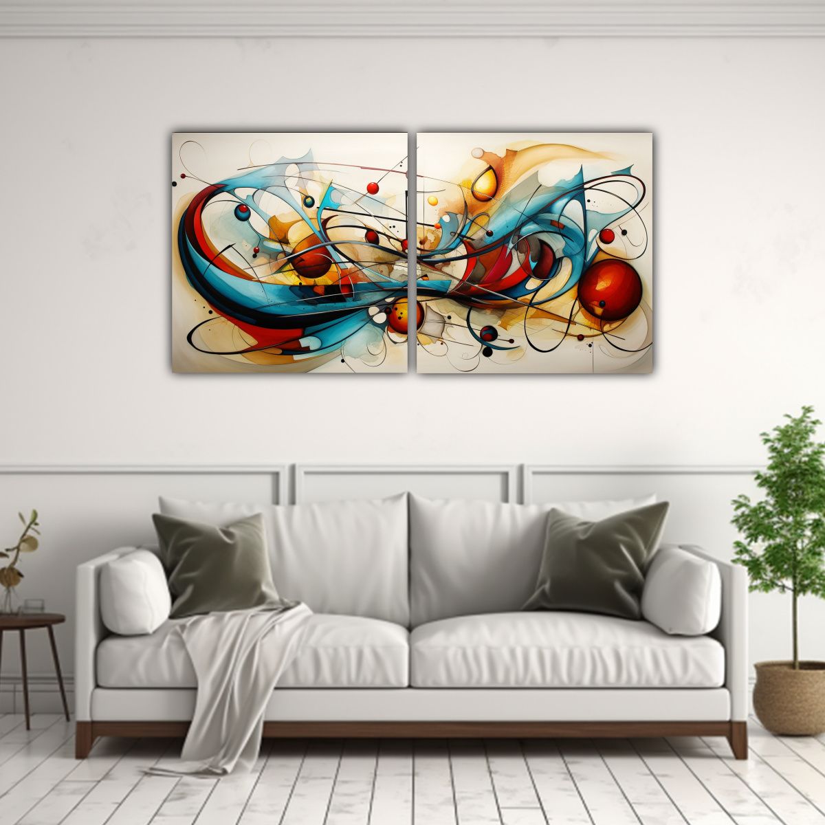 GENERICO - Cuadros Abstractos Para Cuartos Composiciones 80x40 Cm