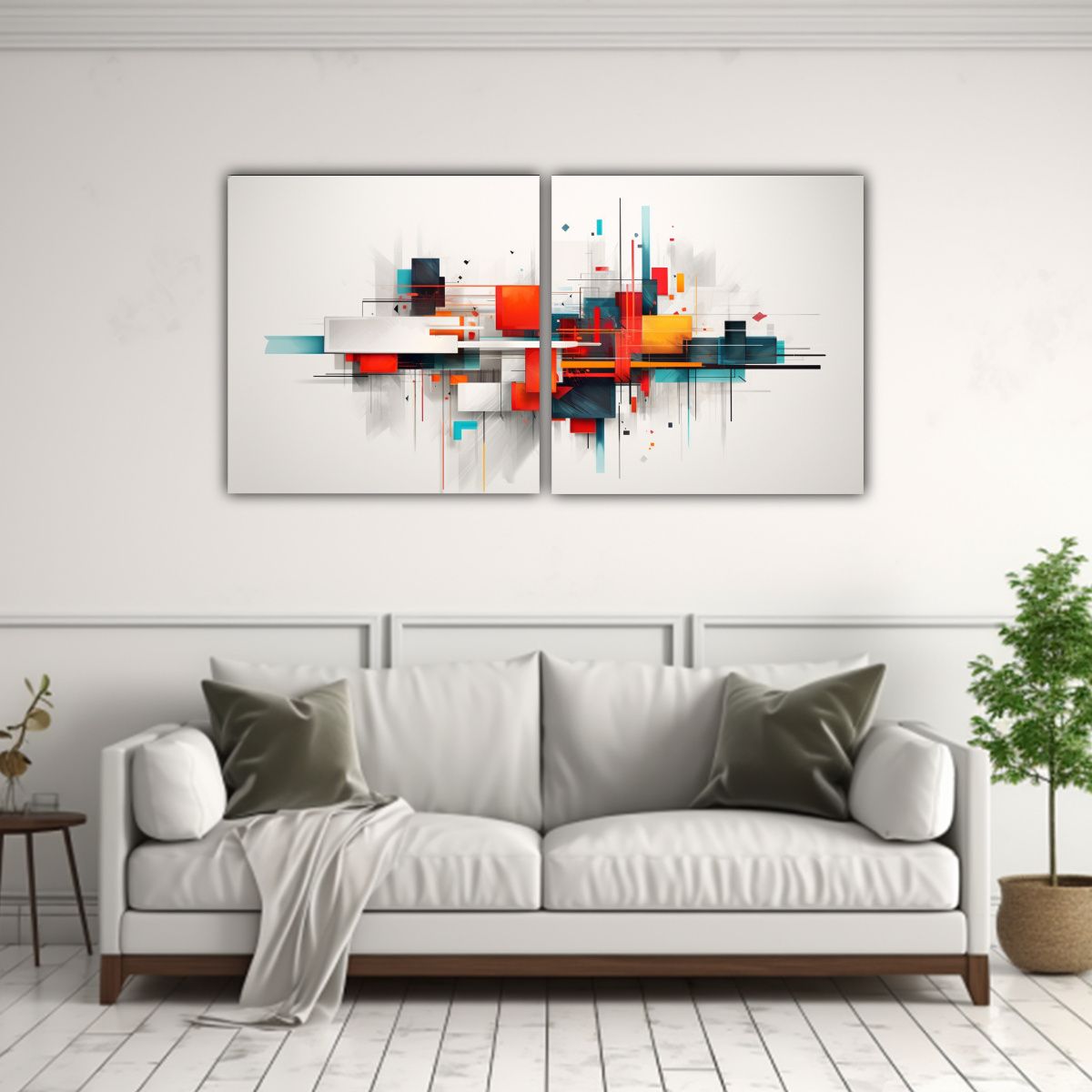 GENERICO - Cuadros Abstractos En Relieve Minimalistas 80x40 Cm