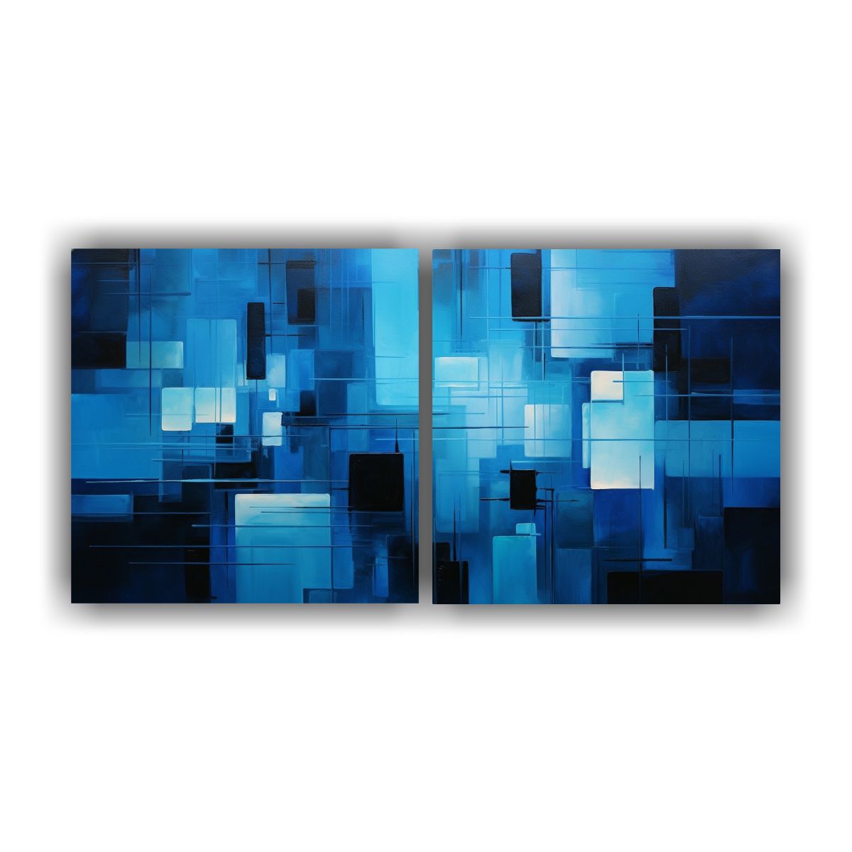 GENERICO - Cuadros Abstractos Azules Para Decoración Del 100x50 Cm