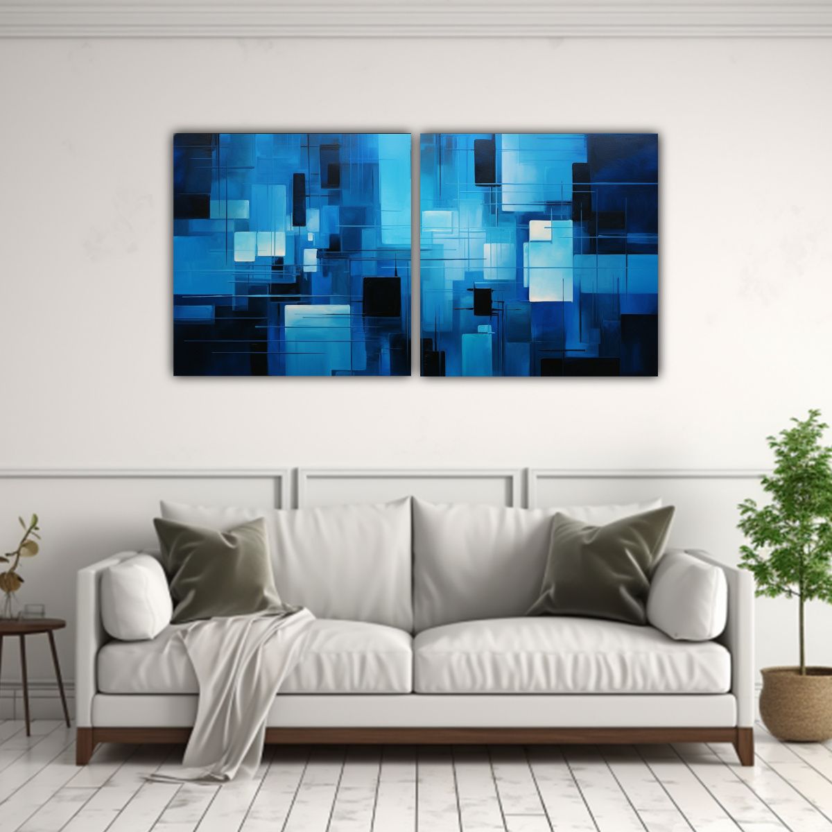 GENERICO - Cuadros Abstractos Azules Para Decoración Del 100x50 Cm