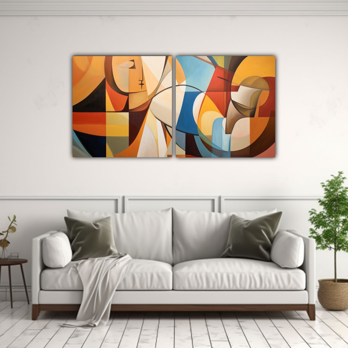 GENERICO - Pinturas Abstractas Inspiradas En El Cubismo Con 60x30 Cm