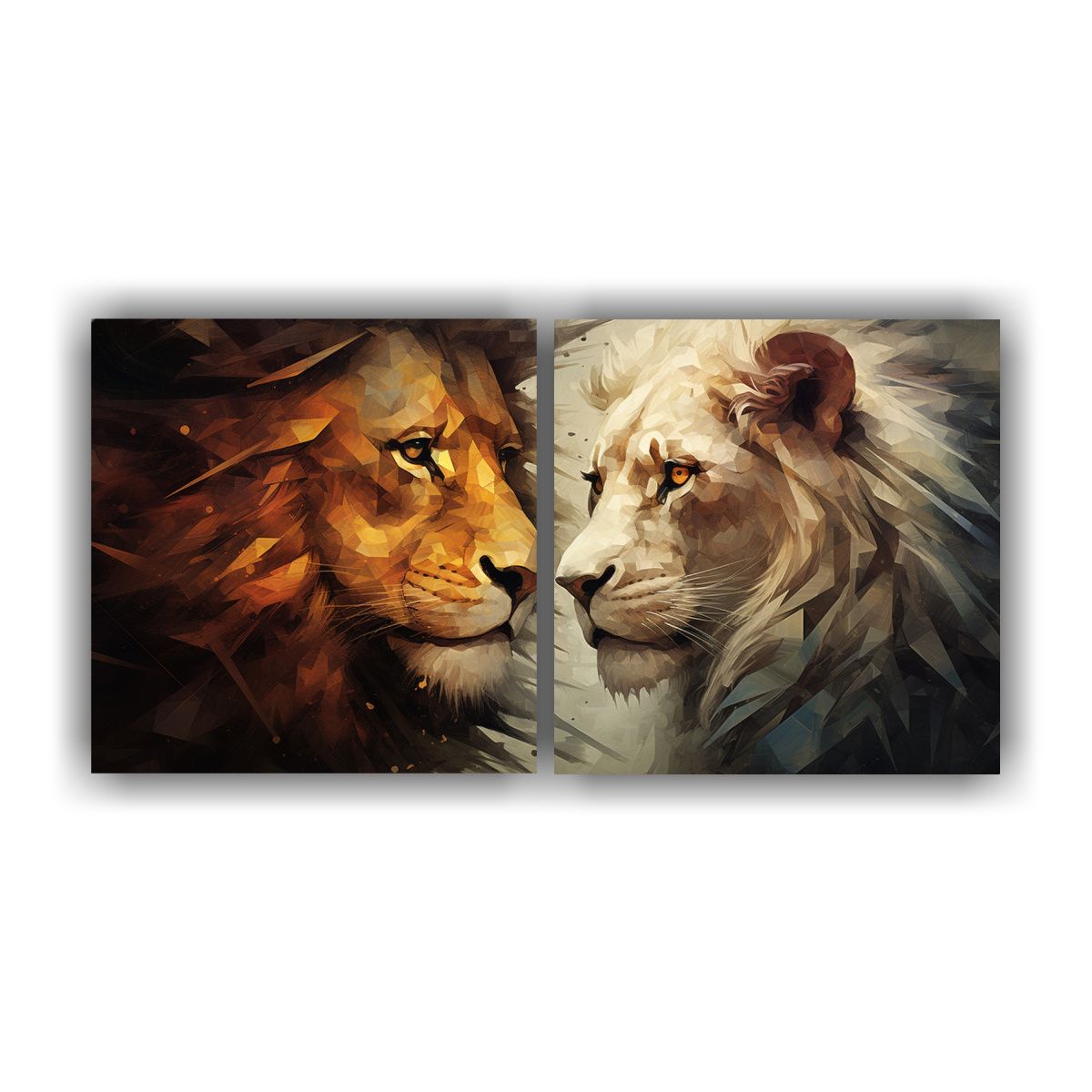 GENERICO - Cuadros Abstractos De Leones En Estilo Galería 80x40 Cm