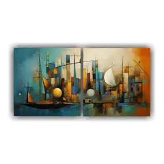GENERICO - Cuadros Decorativos De Barcos Abstractos 100x50 Cm