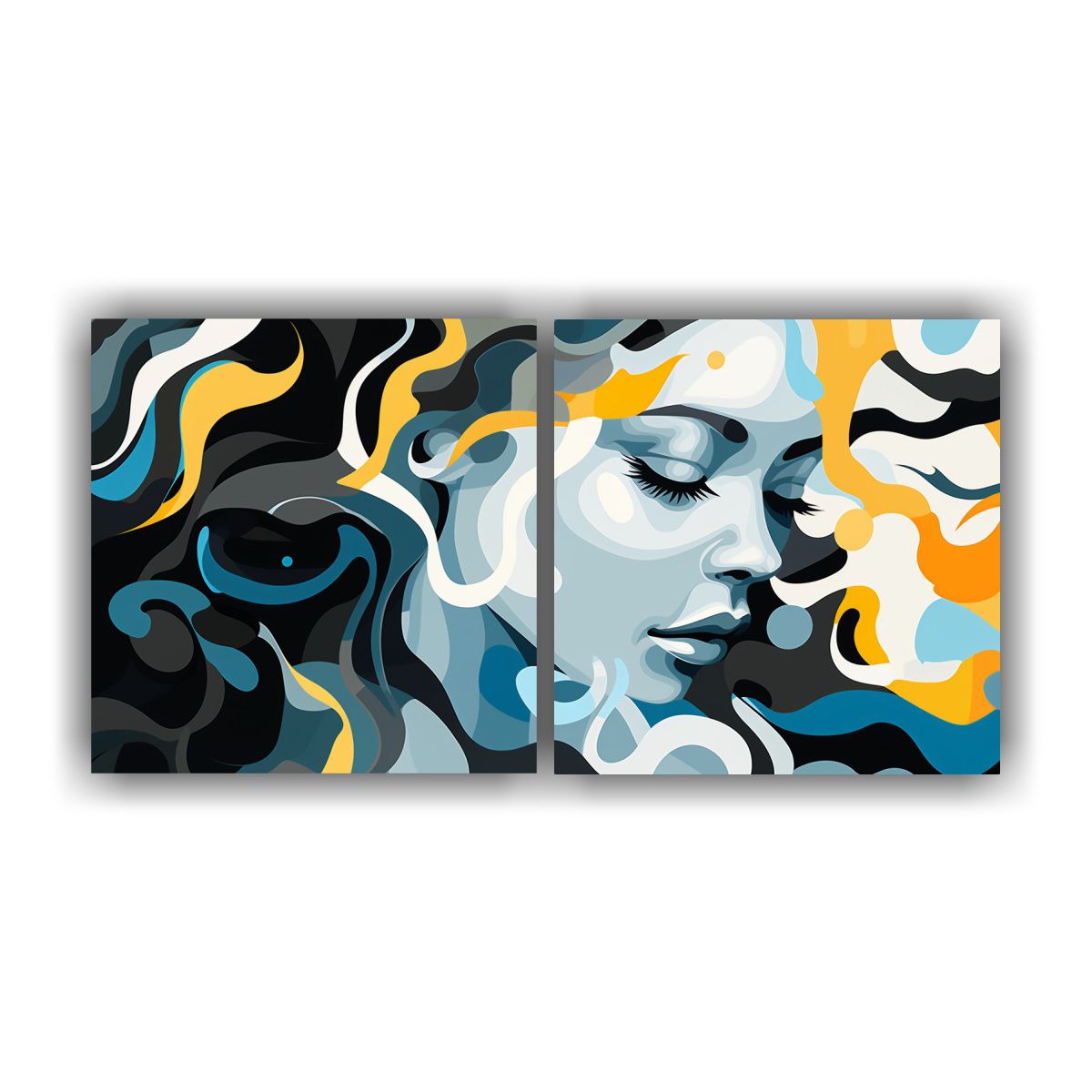 GENERICO - Pinturas Abstractas De Dos Telas Para Decorar El 80x40 Cm