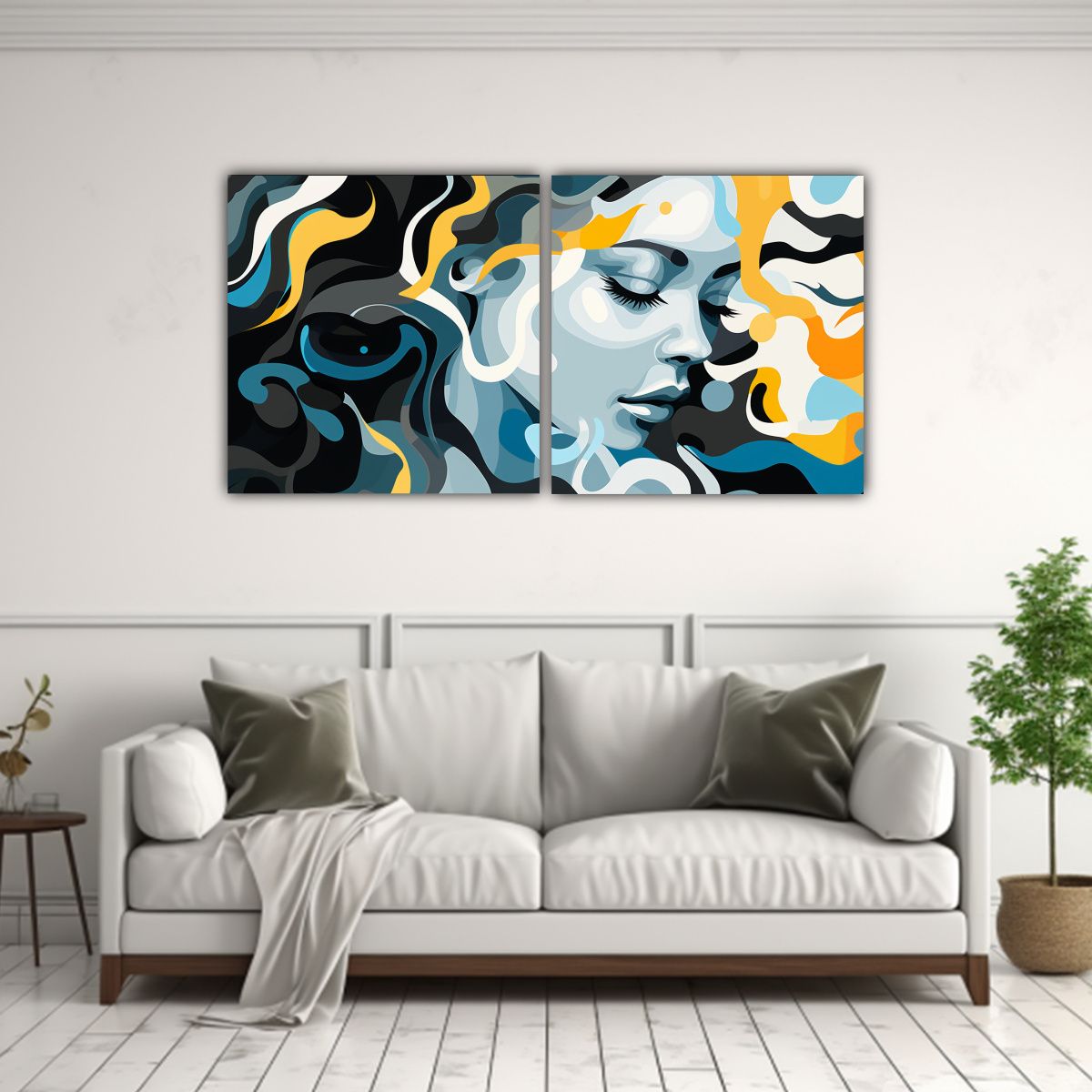 GENERICO - Pinturas Abstractas De Dos Telas Para Decorar El 80x40 Cm