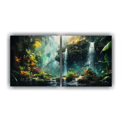 GENERICO - Set 2 Cuadros Cuadro Creatividad Cascada En 100x50 Cm