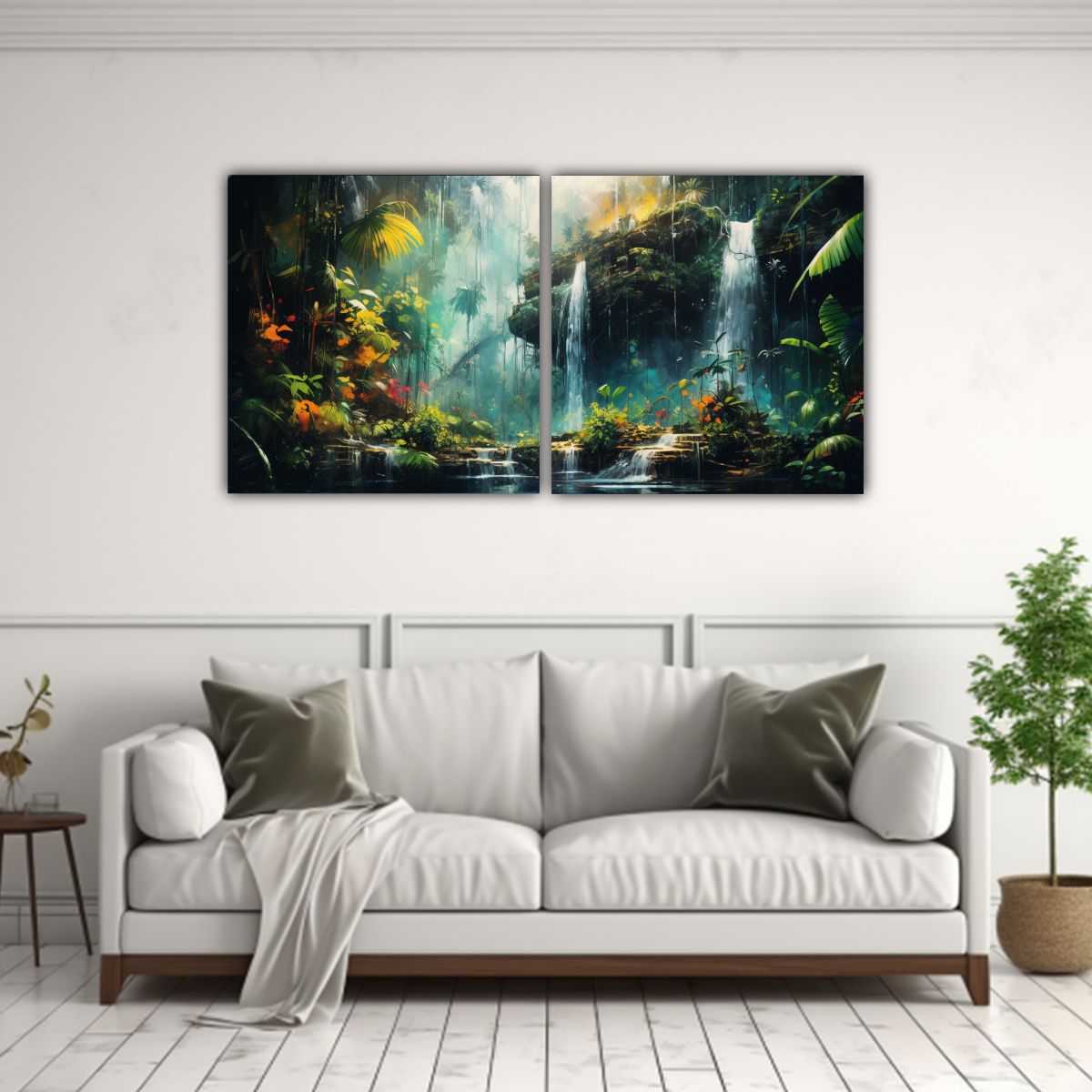 GENERICO - Set 2 Cuadros Cuadro Creatividad Cascada En 80x40 Cm