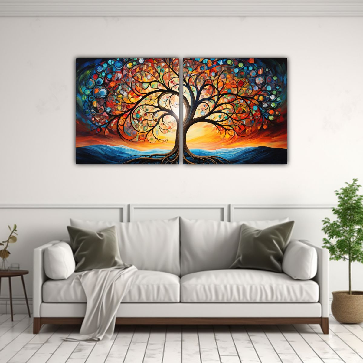 GENERICO - Pinturas Decorativas Multicoloras De árbol 60x30 Cm