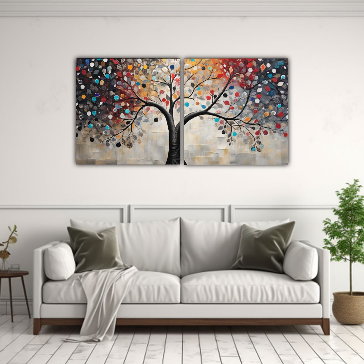 GENERICO - Lienzos Modernos Relieve Del Árbol Con Colores 60x30 Cm