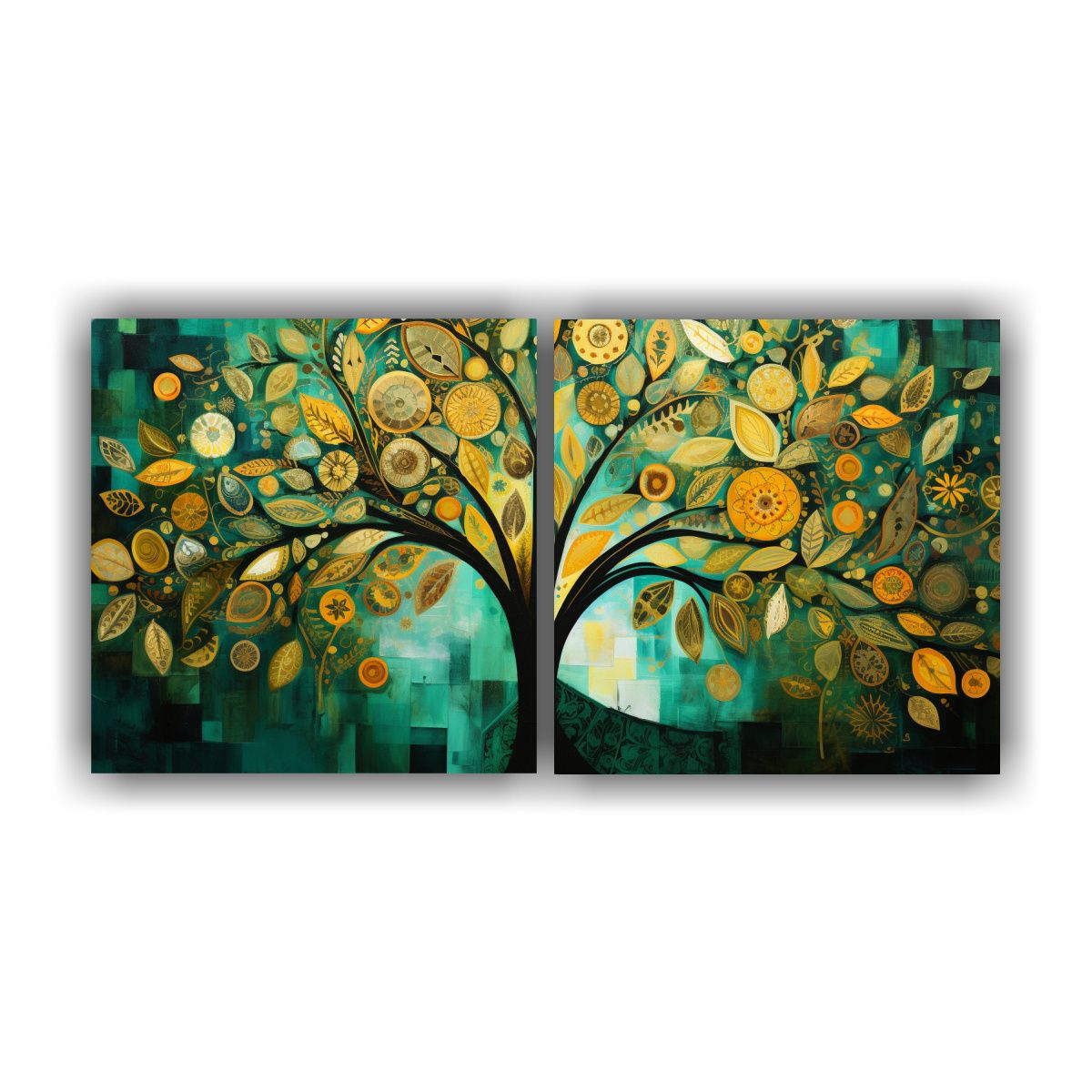 GENERICO - Set 2 Artes Dibujo Creatividad árbol Verde Y 80x40 Cm