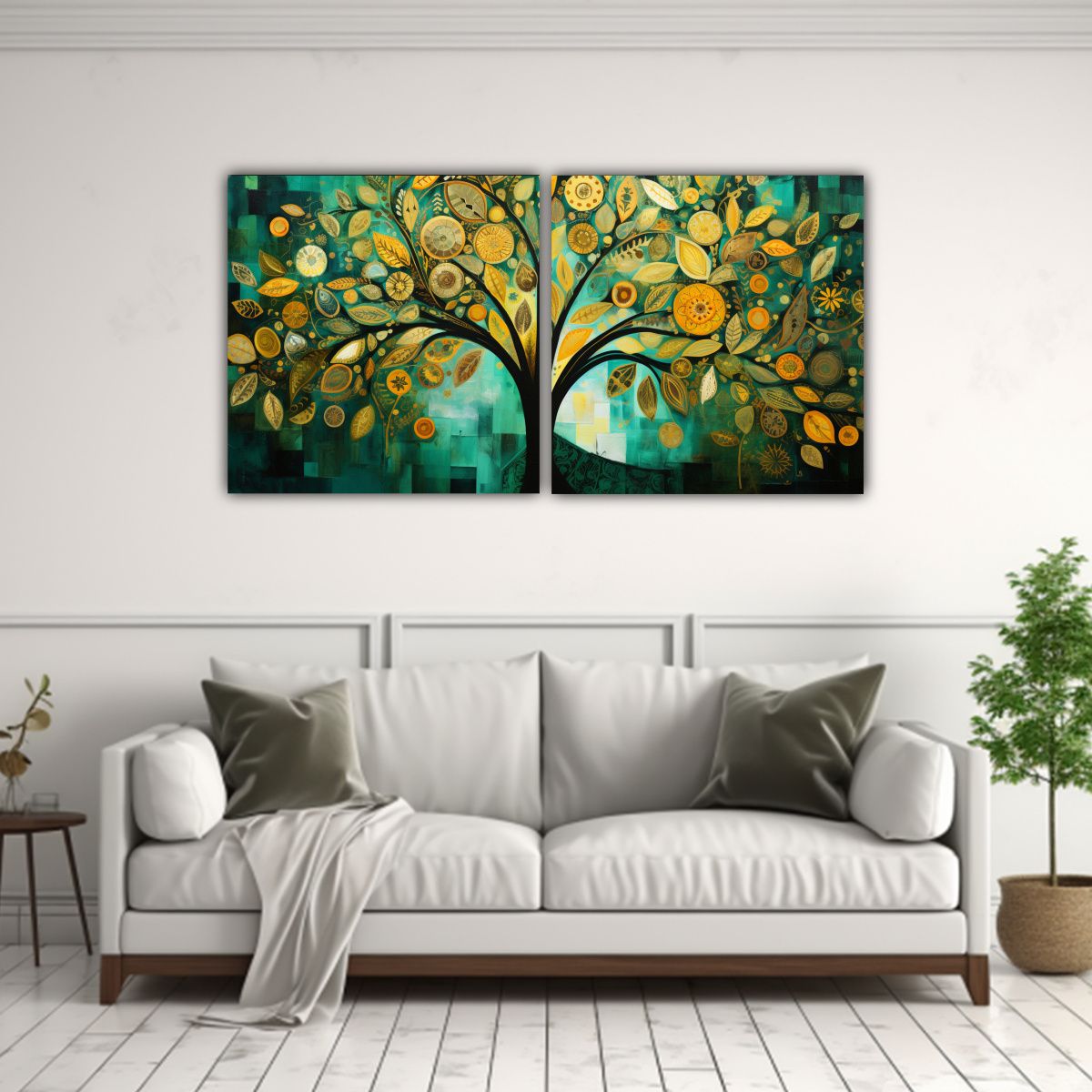 GENERICO - Set 2 Artes Dibujo Creatividad árbol Verde Y 80x40 Cm