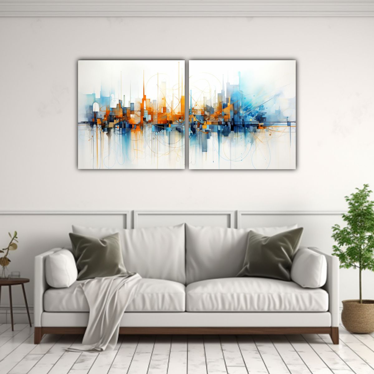 GENERICO - Pintura Abstracta De Una Escena Urbana En El 100x50 Cm