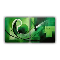 GENERICO - Cuadro Abstracto Verde De Alta Calidad 100x50 Cm