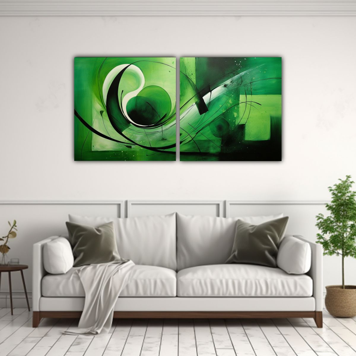 GENERICO - Cuadro Abstracto Verde De Alta Calidad 80x40 Cm