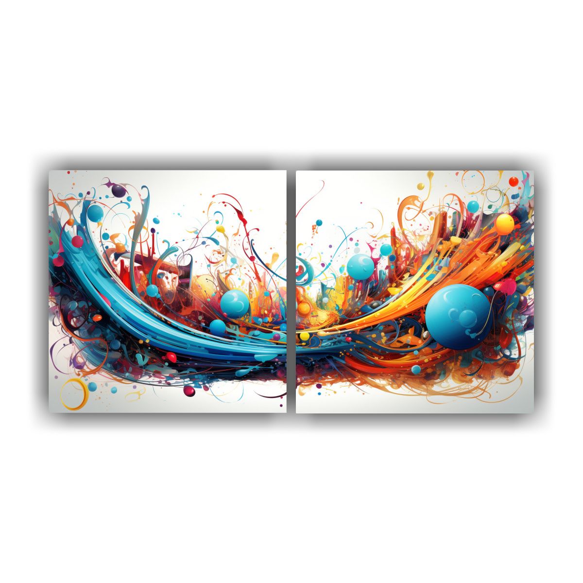 GENERICO - Set 2 Cuadros Abstractos Detalles Intrincados 100x50 Cm