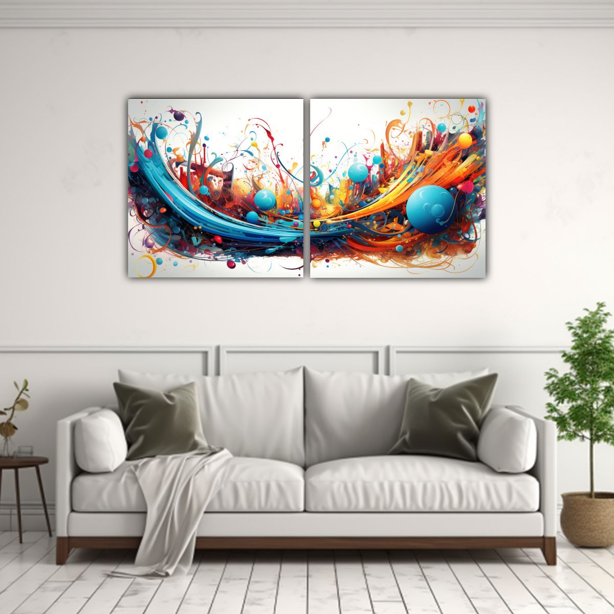 GENERICO - Set 2 Cuadros Abstractos Detalles Intrincados 100x50 Cm