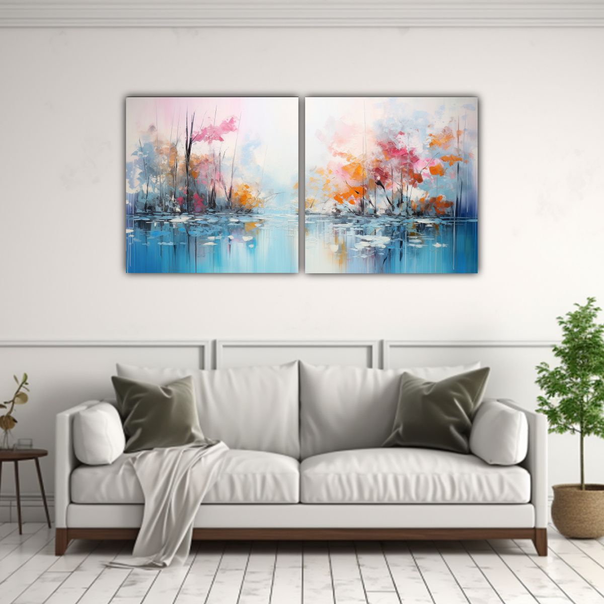 GENERICO - Cuadros Abstractos De Oficina Bosque Sereno En 80x40 Cm