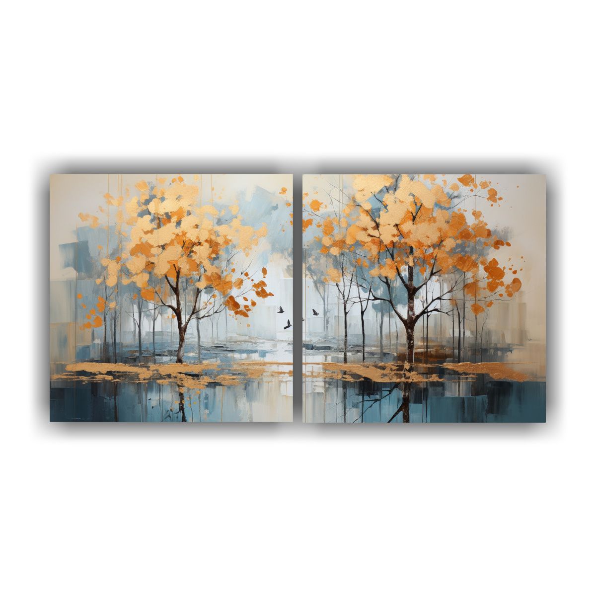GENERICO - Diptico Cuadro Naturaleza Viva Pintura Abstracta 60x30 Cm