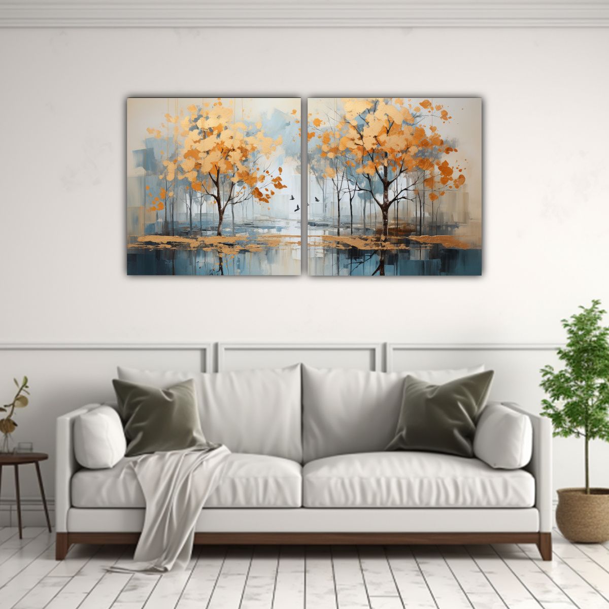 GENERICO - Diptico Cuadro Naturaleza Viva Pintura Abstracta 60x30 Cm