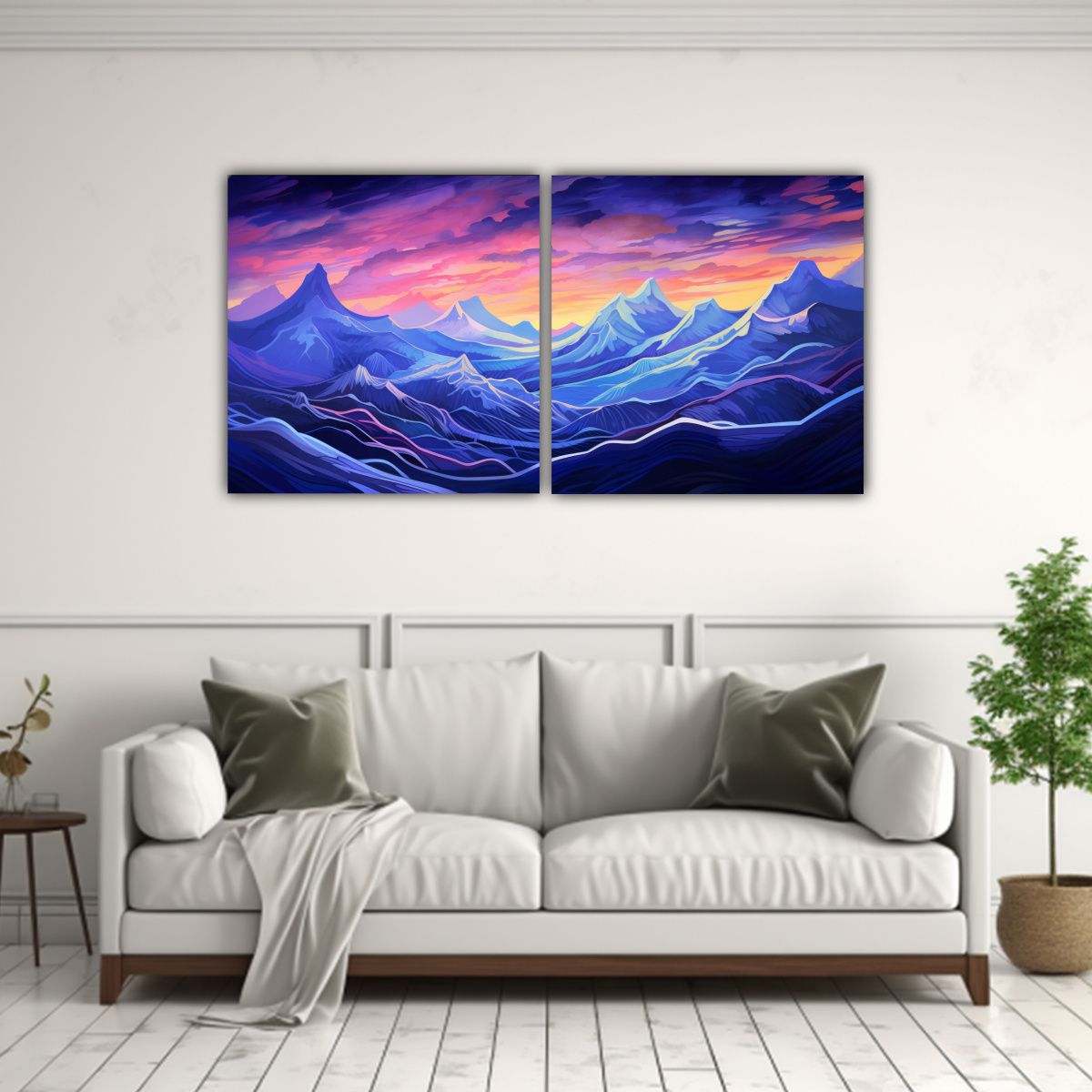 GENERICO - Paisaje Montañoso Abstracto Resistente Al 80x40 Cm