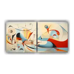 GENERICO - Diptico Colorido Abstracto Historia Arte Viaje 100x50 Cm
