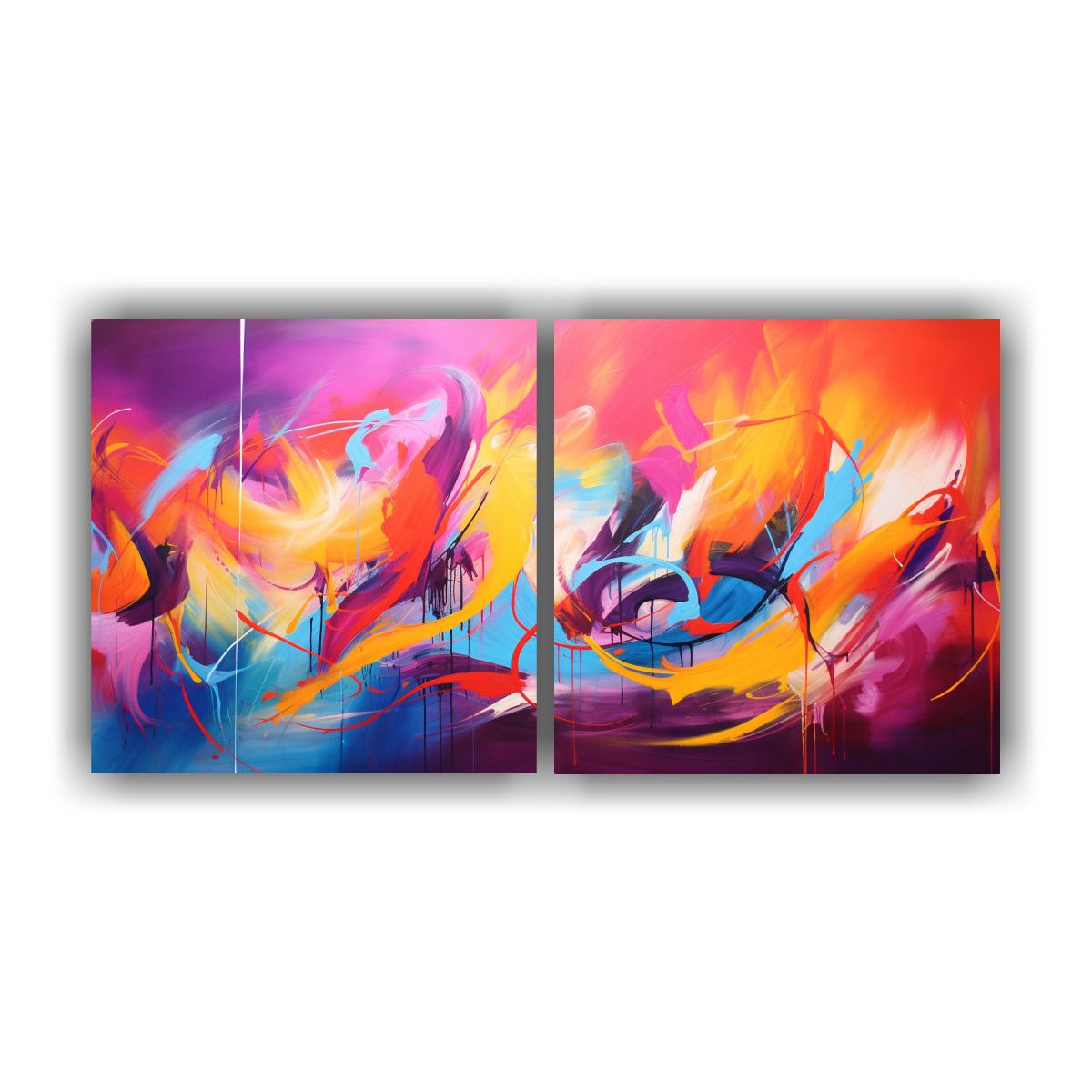 GENERICO - Set De 2 Telas En Bastidor Dibujo Figuras 100x50 Cm