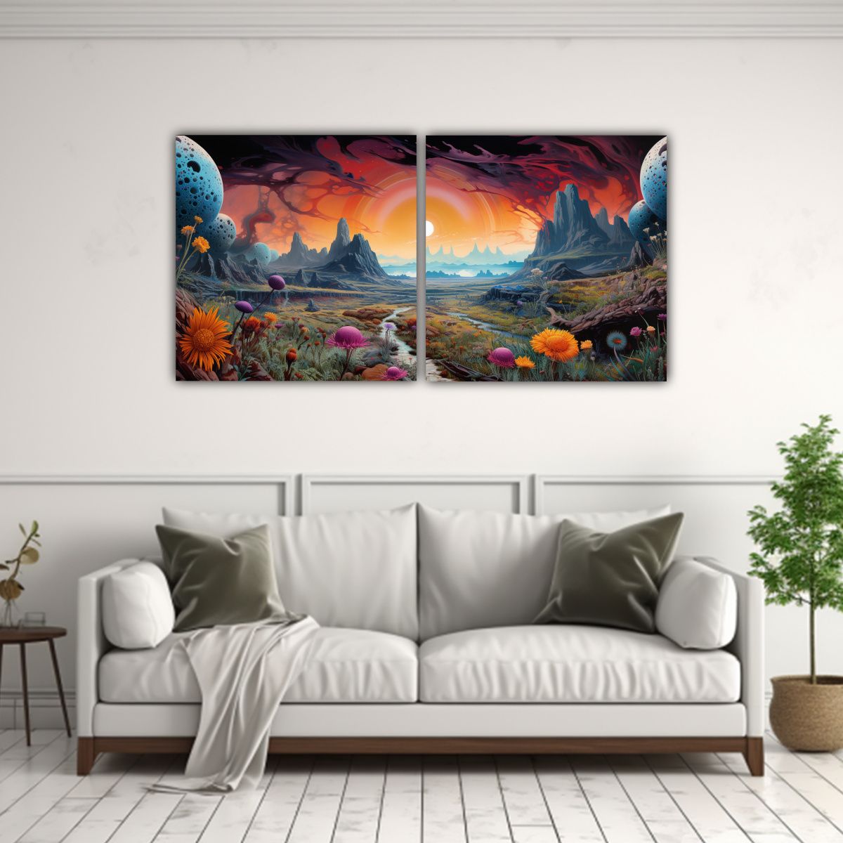 GENERICO - Pintura Abstracta De Regalo De Dos Lienzos 100x50 Cm