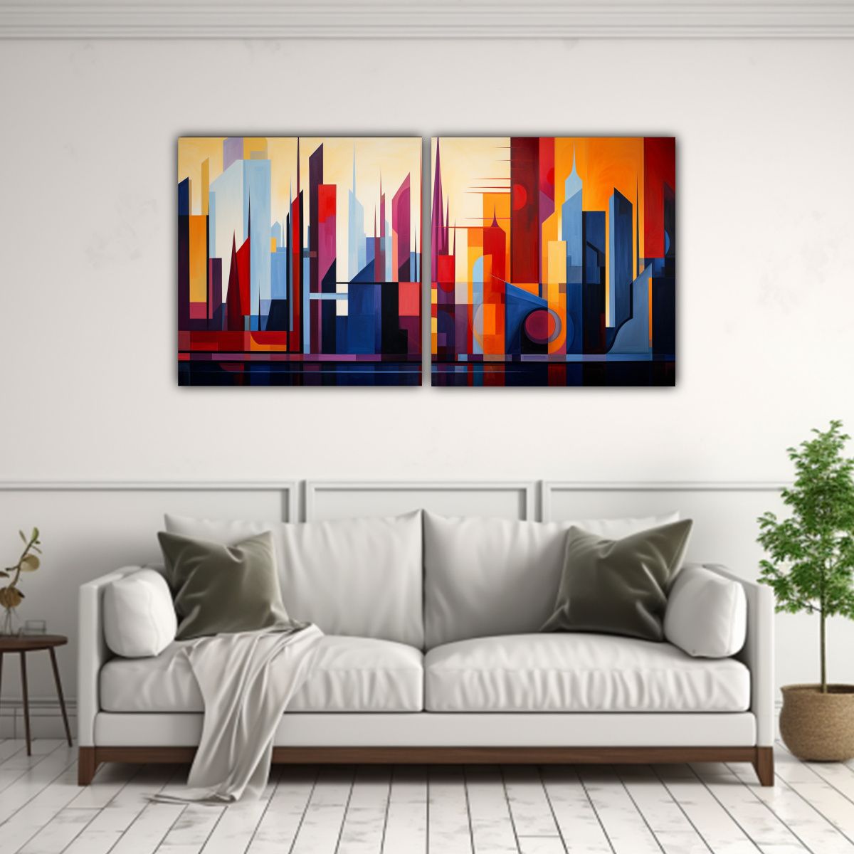 GENERICO - Cuadro Abstracto De La Escena De Una Ciudad En El 100x50 Cm