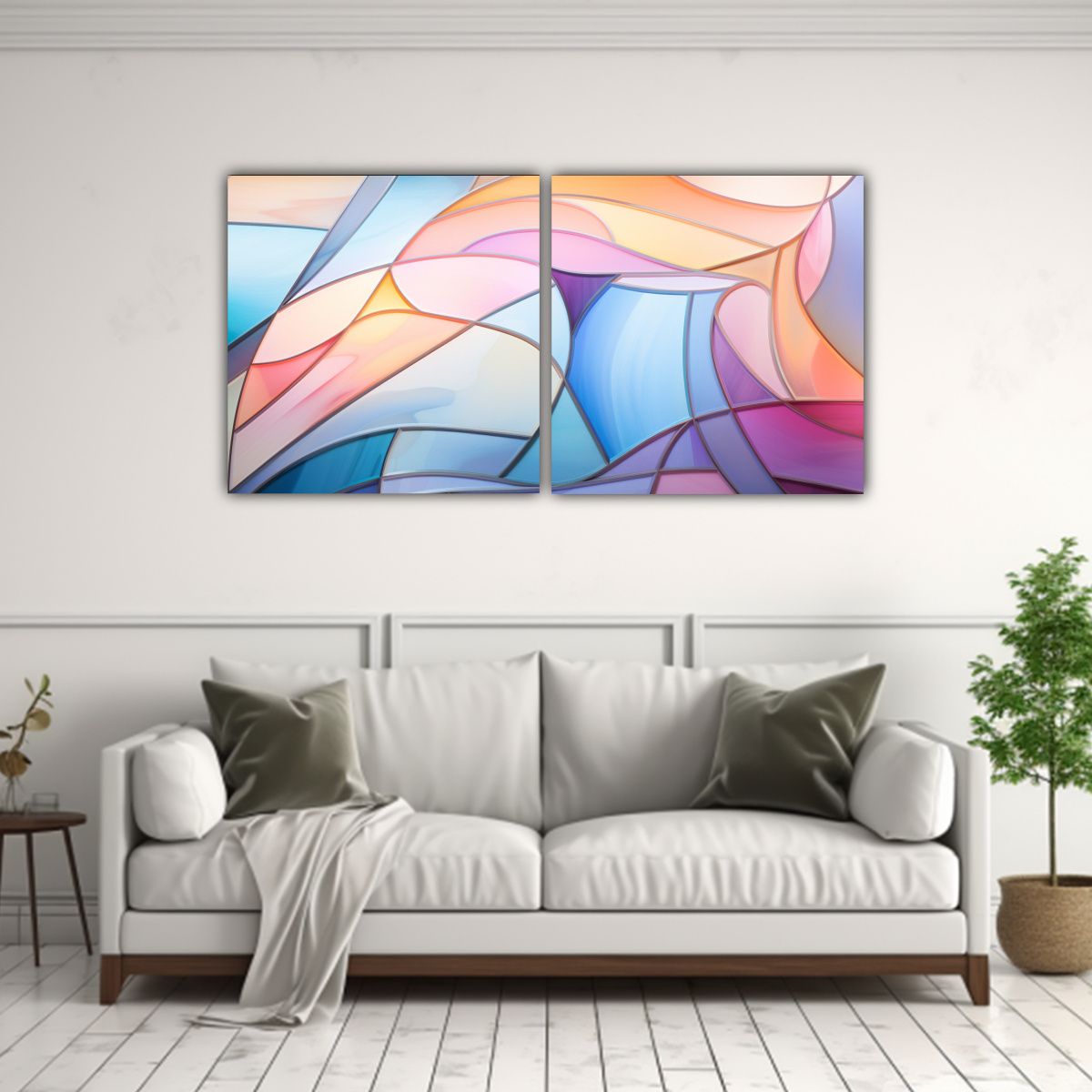 GENERICO - Cuadros Abstractos En Estilo Vitral De Alta 100x50 Cm