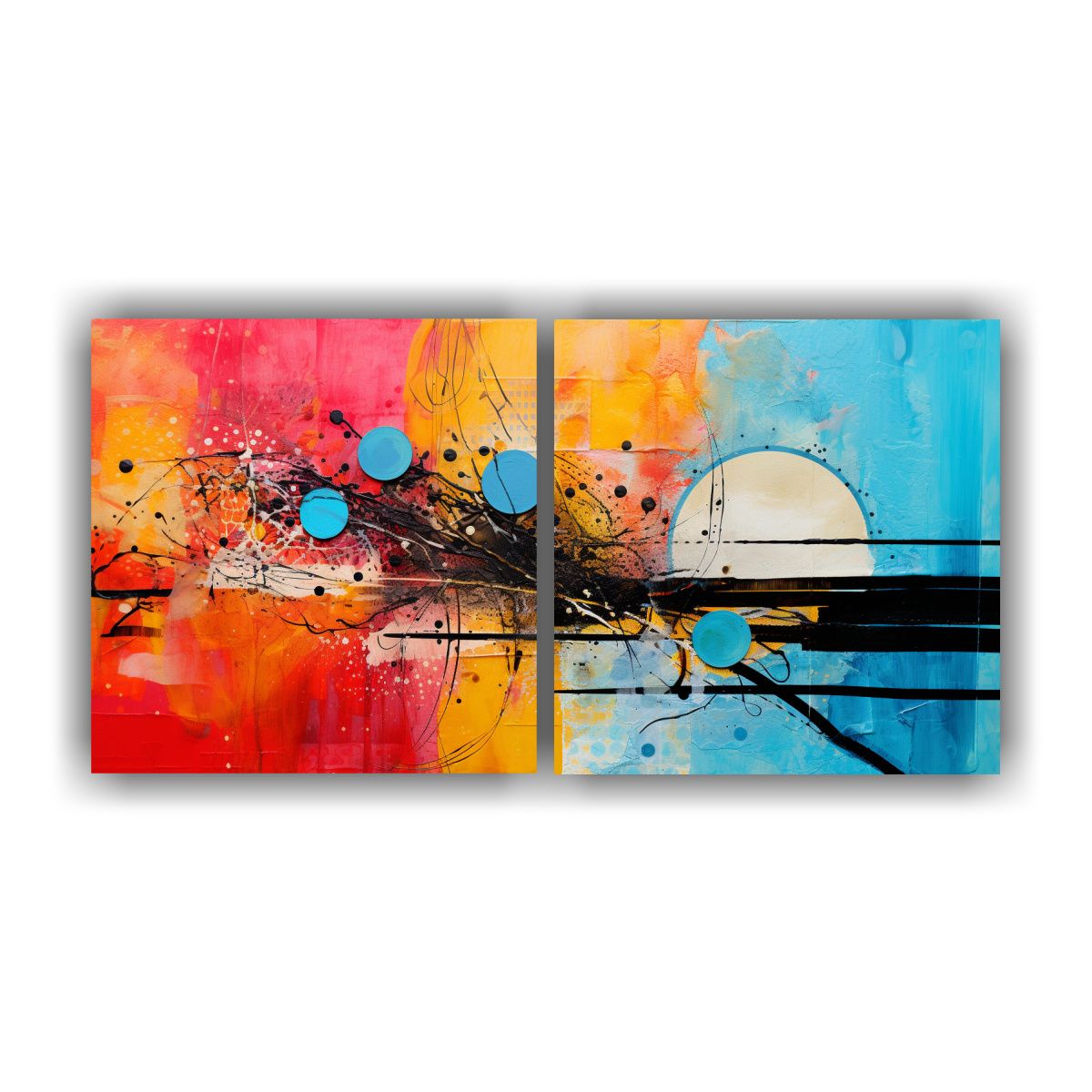 GENERICO - Cuadros Abstractos Juveniles Con Texturas Y 80x40 Cm