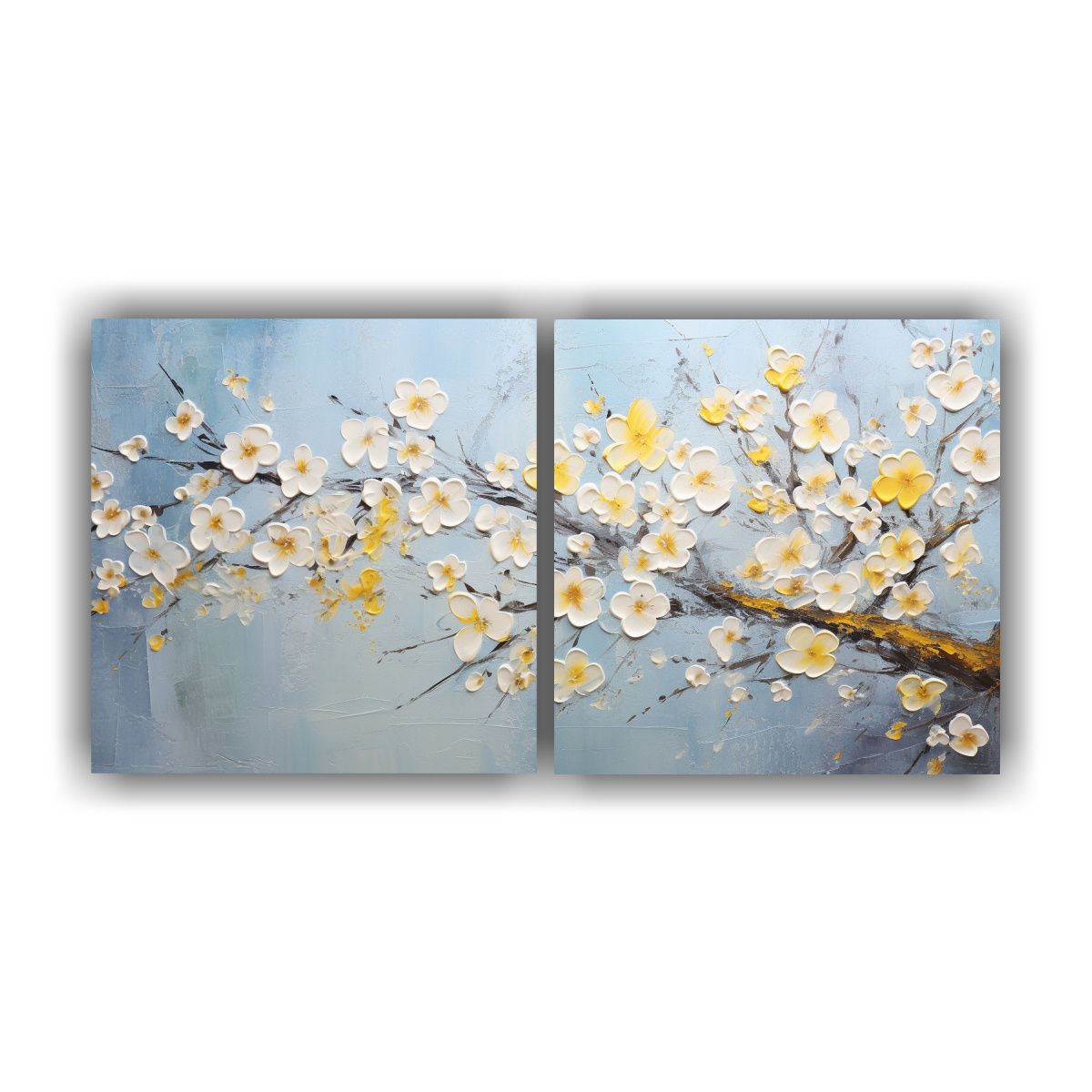 GENERICO - Pintura Moderna De Cerezos Amarillos En Lienzo 60x30 Cm