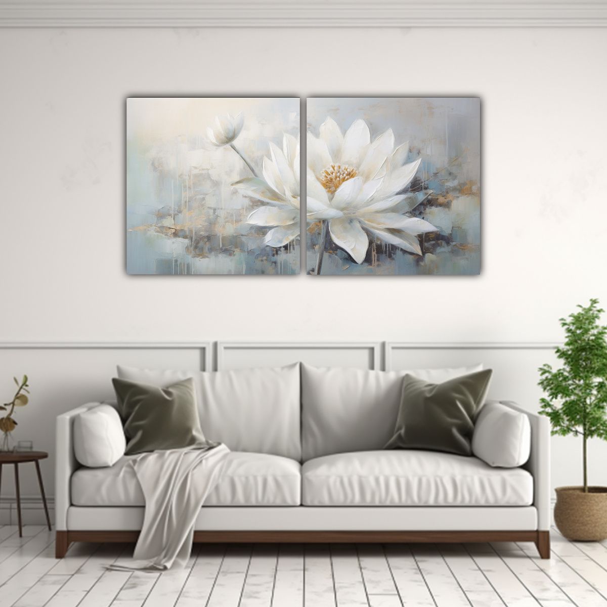 GENERICO - Tela Sublimada Artesanal De La Flor De Loto Blanca 100x50 Cm