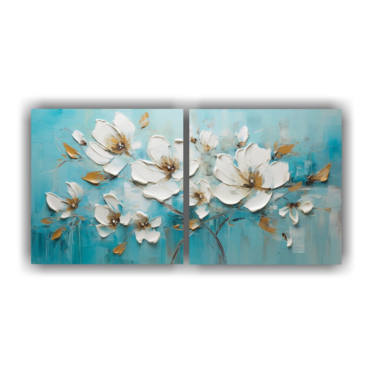 GENERICO - Pintura De Flor Turquesa En Lienzo Al Estilo 60x30 Cm