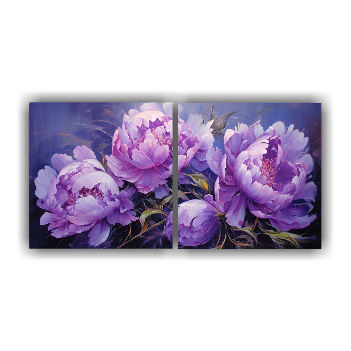 GENERICO - Lienzo Moderno De Peonías Púrpuras En 80x40 Cm