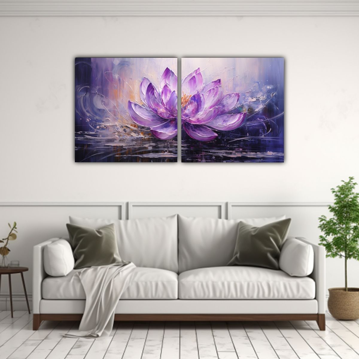 GENERICO - Pintura En Lienzo De Loto Morado En Estilo De 80x40 Cm