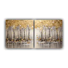 GENERICO - Pintura De Pared En Tonos Dorados Y Plateados 100x50 Cm