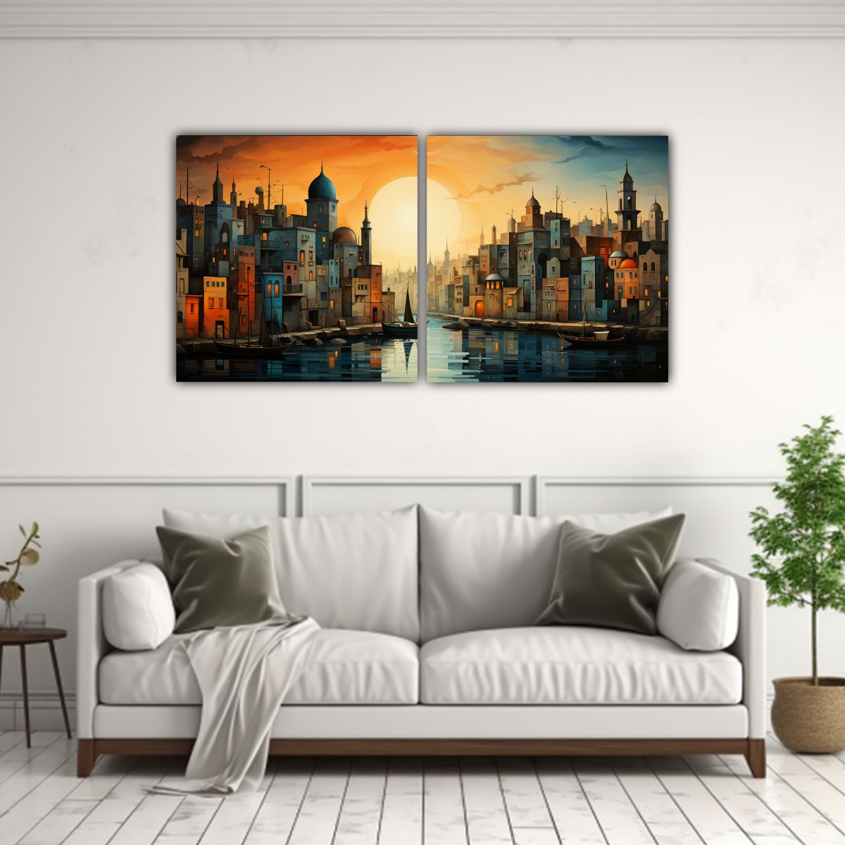 GENERICO - Pintura Decorativa De Paisaje Urbano En Estilo 100x50 Cm