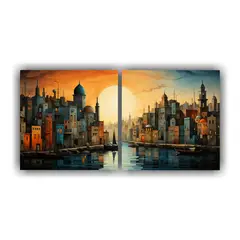GENERICO - Pintura Decorativa De Paisaje Urbano En Estilo 60x30 Cm