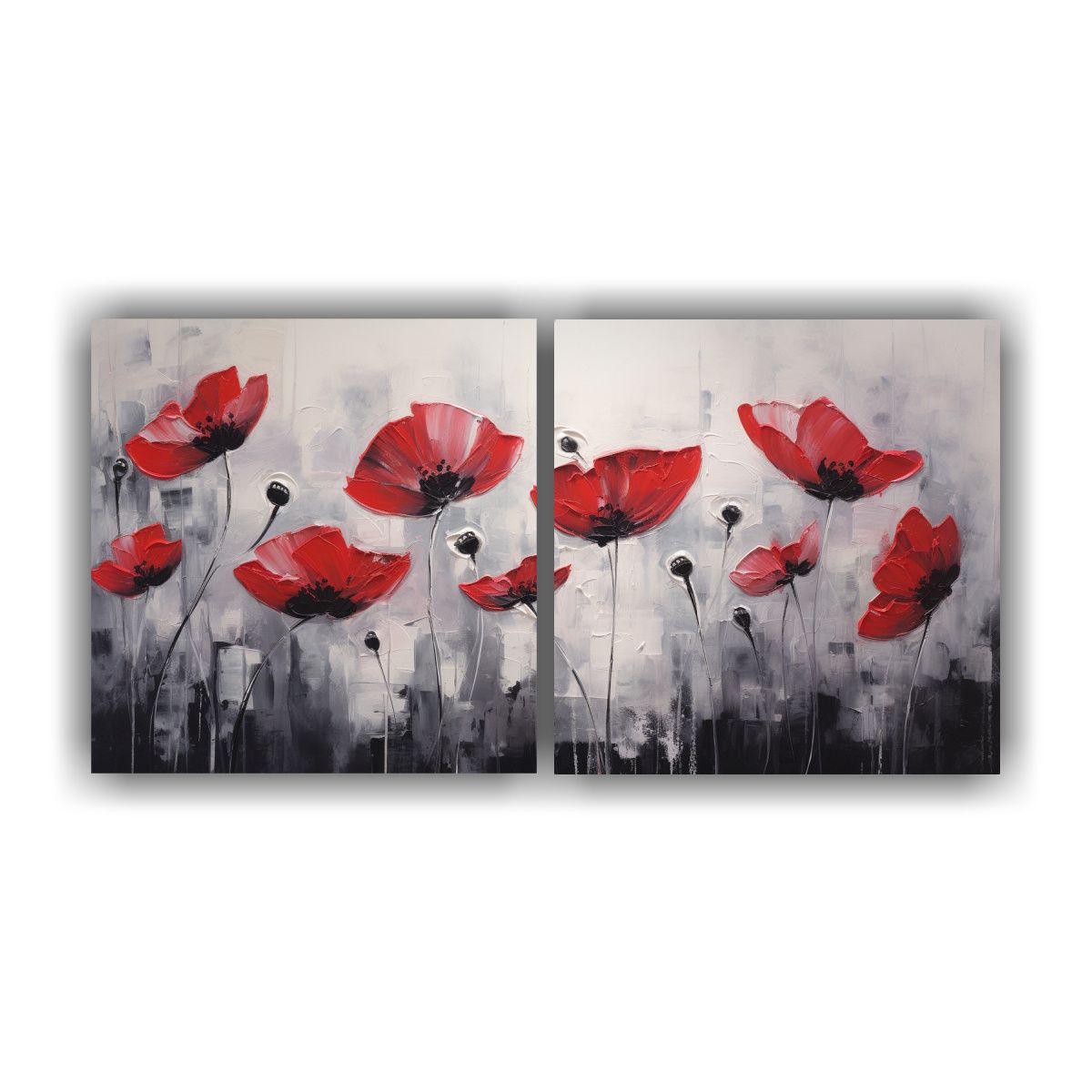 GENERICO - Cuadro Luminoso De Amapolas Negras En Tela Estilo 100x50 Cm