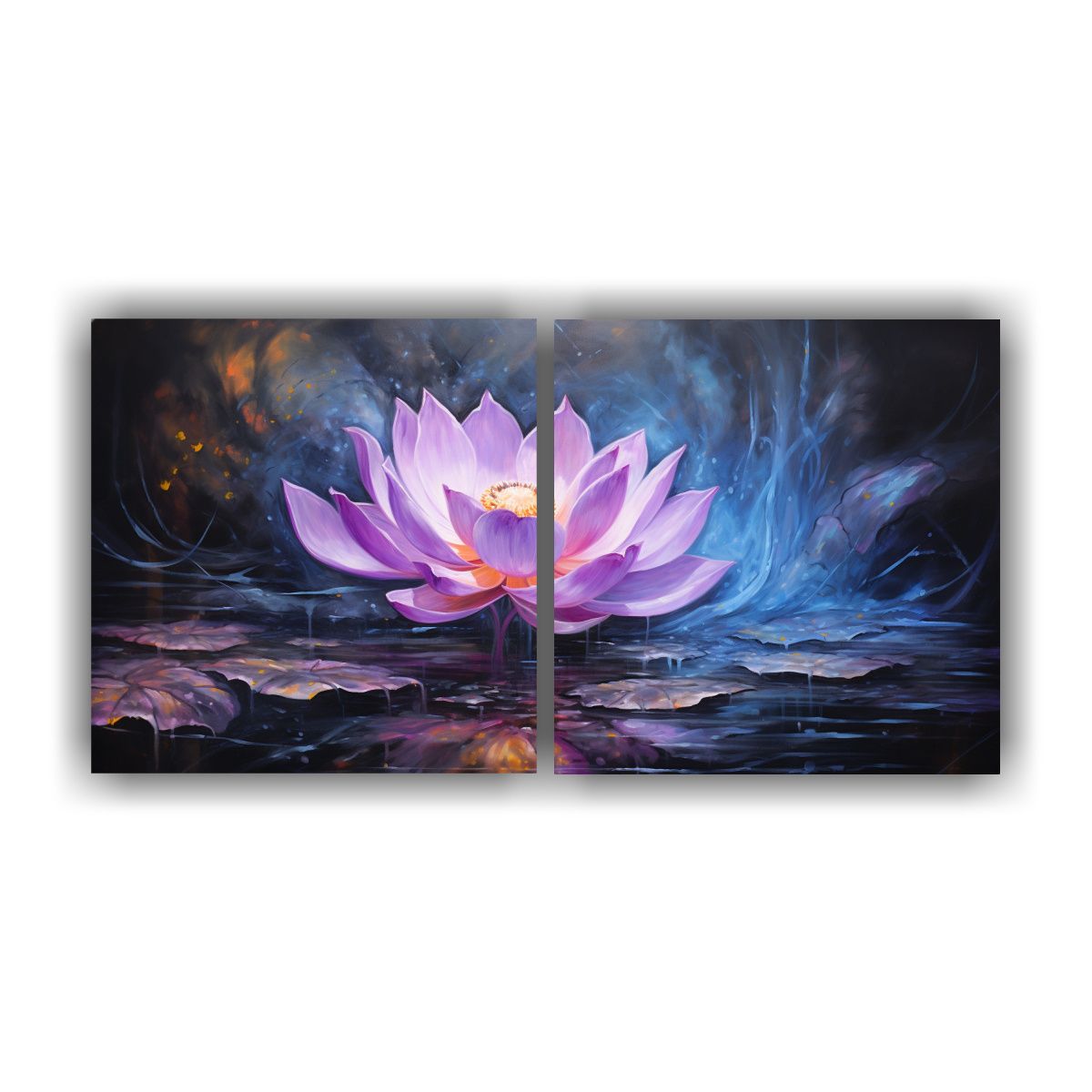 GENERICO - Pintura De Loto Negro Brillante En Lienzo Con 60x30 Cm