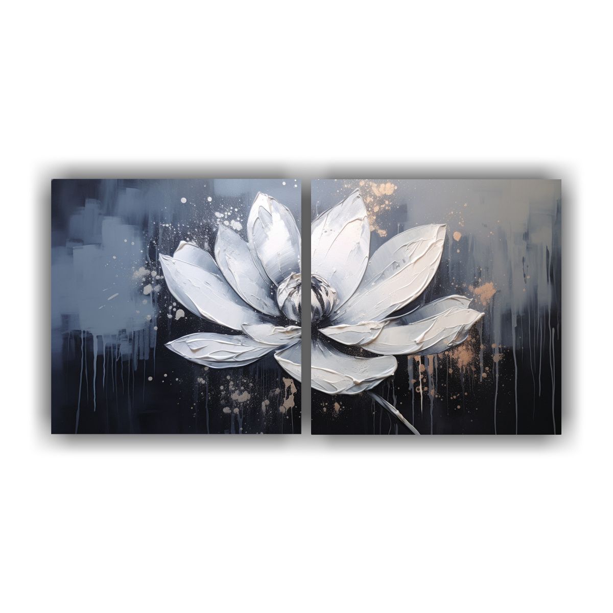 GENERICO - Pintura En Lienzo Estilo Flor Negra Simétrica 60x30 Cm