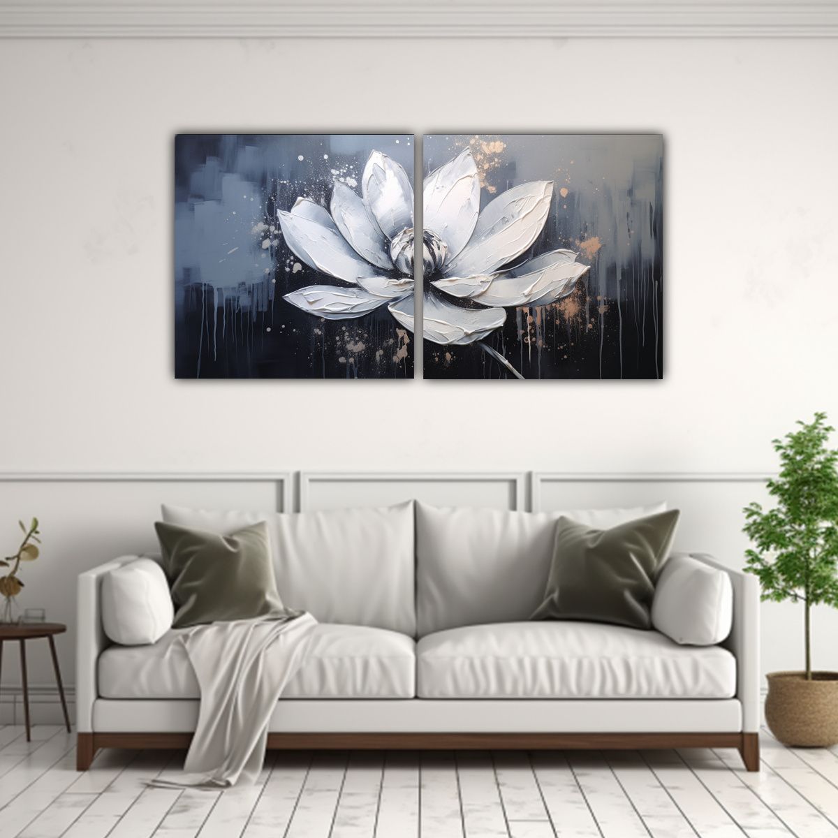 GENERICO - Pintura En Lienzo Estilo Flor Negra Simétrica 60x30 Cm