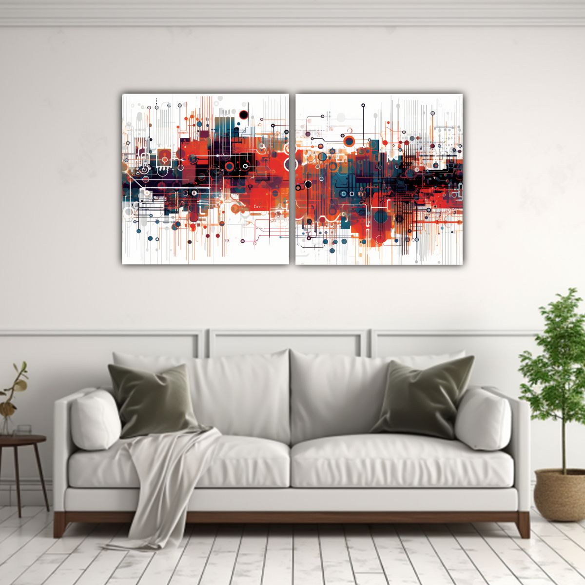 GENERICO - Pinturas De Decoración En Blanco Set 2 Artes IT 60x30 Cm