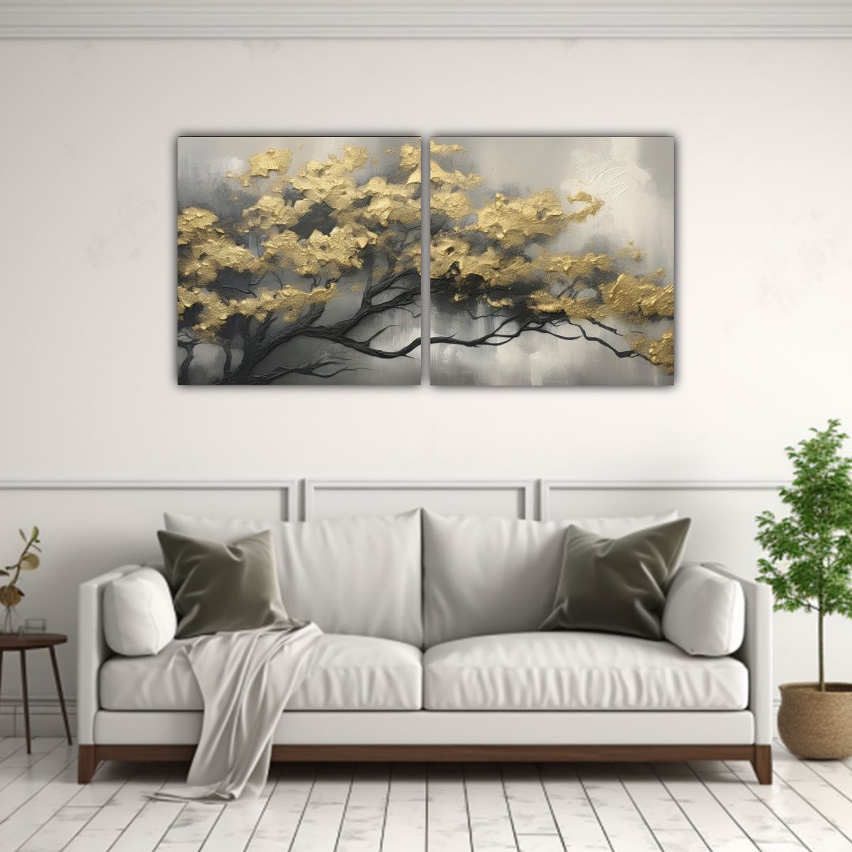 GENERICO - Pintura Abstracta De árbol Blanco Y Negro 80x40 Cm