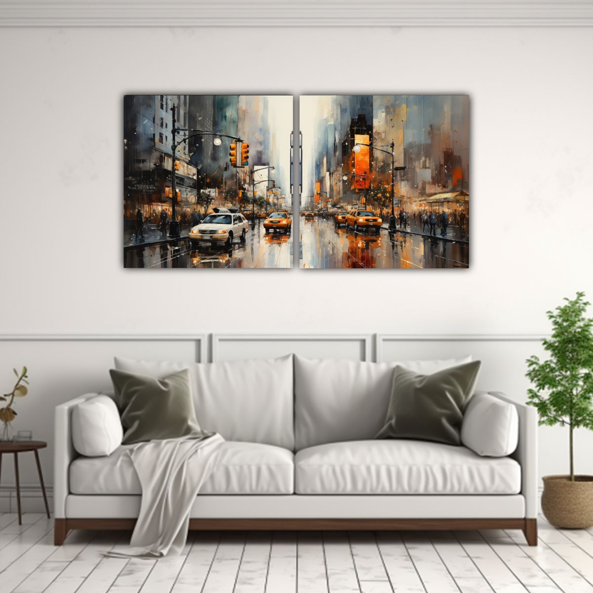 GENERICO - Cuadros Inspiradores De Nueva York En Estilo Gris 100x50 Cm