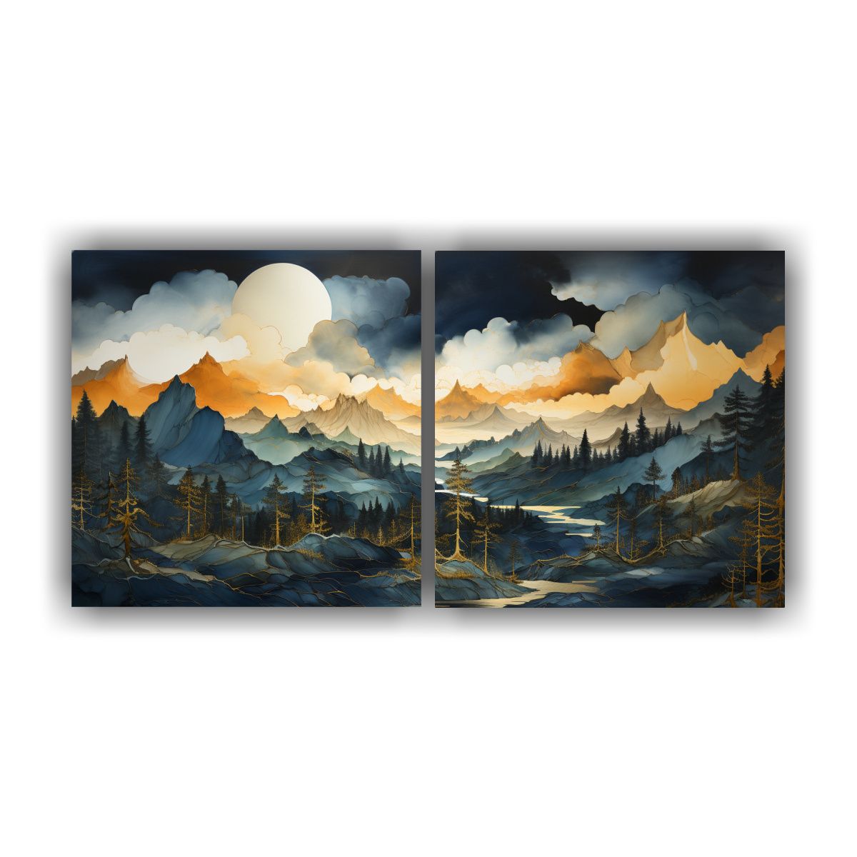 GENERICO - Dos Lienzos De Tela Hermoso Calidez Mountainscape 80x40 Cm