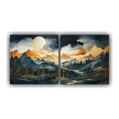 GENERICO - Dos Lienzos De Tela Hermoso Calidez Mountainscape 80x40 Cm